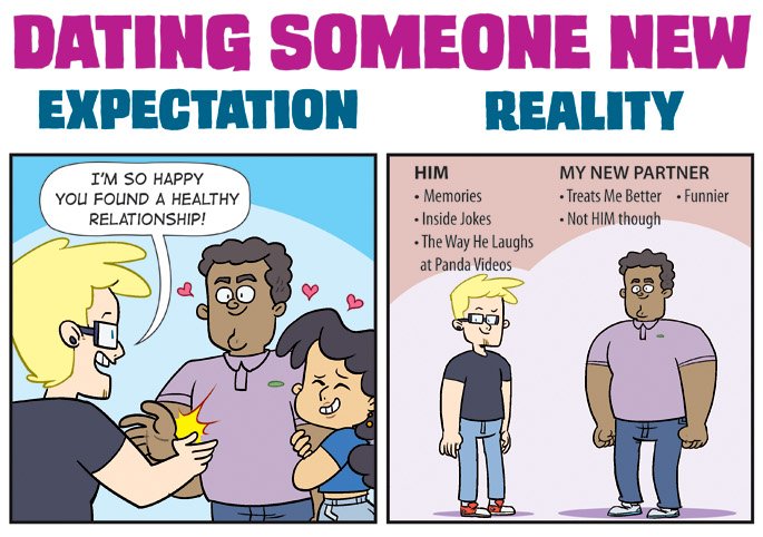 True Comic Illustration Depicting Expectation Vs Reality Of Being Friends With Your Ex 