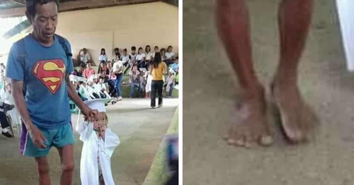 Father Came Barefoot At Daughter's Graduation And Earned A Lot Of Praising And Admiration