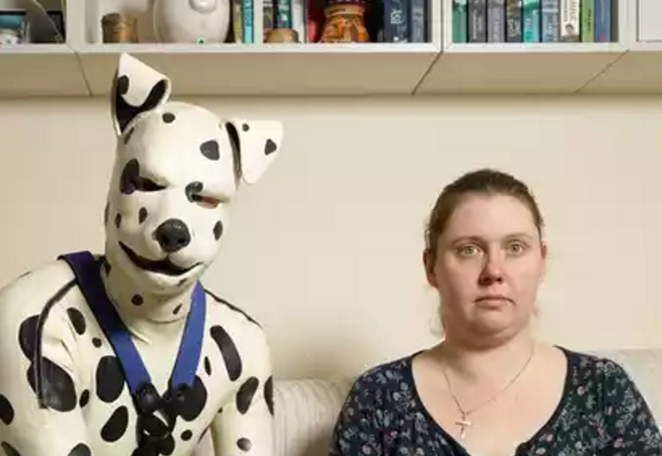 man thinks he is a dog trapped inside human's boy and calls himself human pup