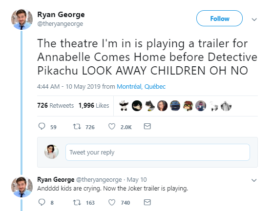 Movie Theatre Accidently Plays La Llorona Instead Of Detective Pikachu