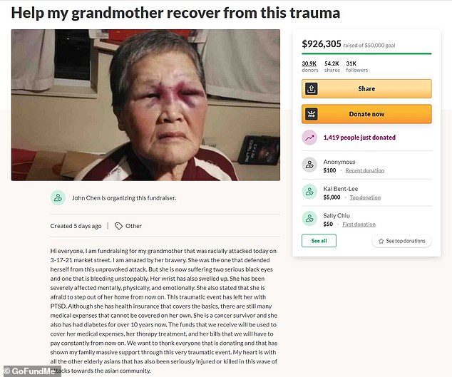 Asian Grandma Who Got Punched In The Face For Race, Donates All $900,000 Raised For HerAsian Grandma Who Got Punched In The Face For Race, Donates All $900,000 Raised For Her