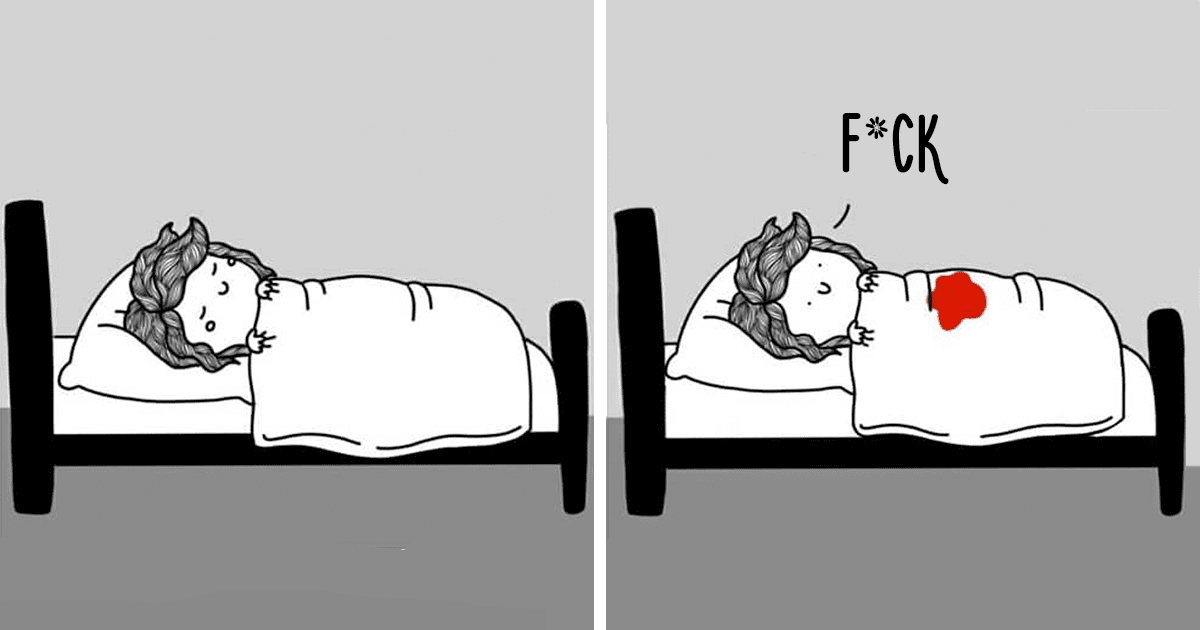 Comic Illustrations Which Depict a Woman’s Daily Struggles