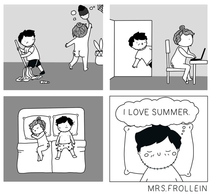 Comic Illustrations Which Depict a Woman’s Daily Struggles