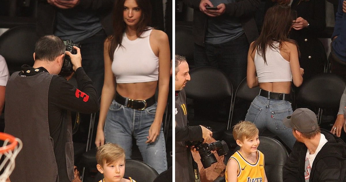 Basketball Fan Gets Caught By His Son While Checking Out Emily Ratajkowski