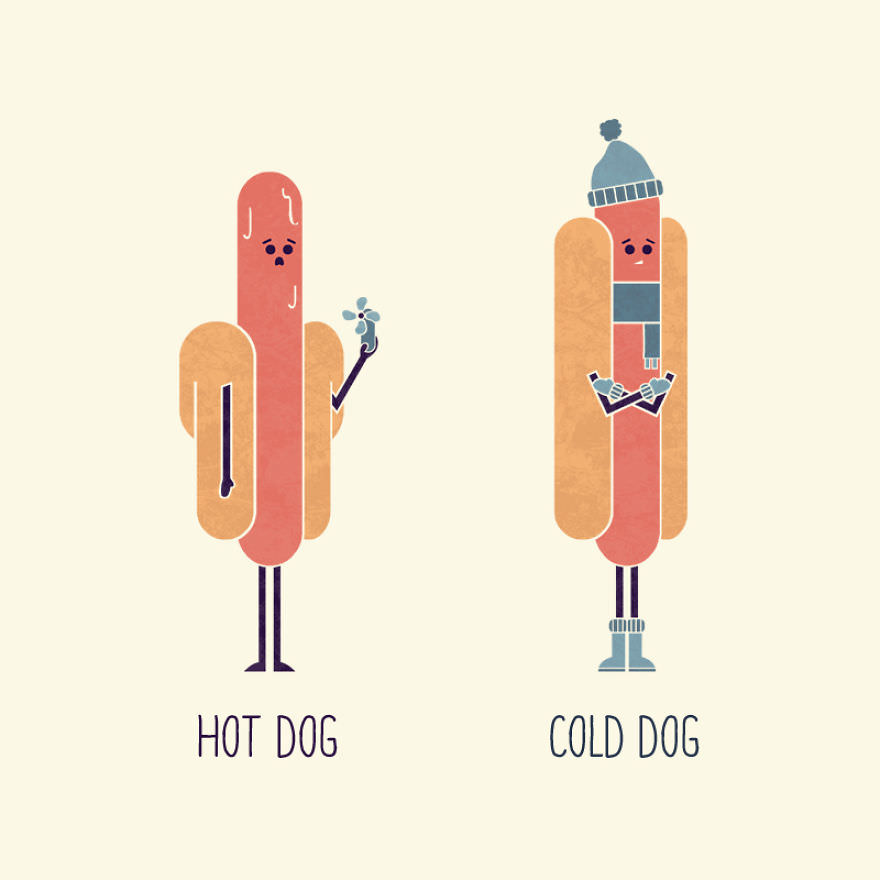 artist draws puns opposites