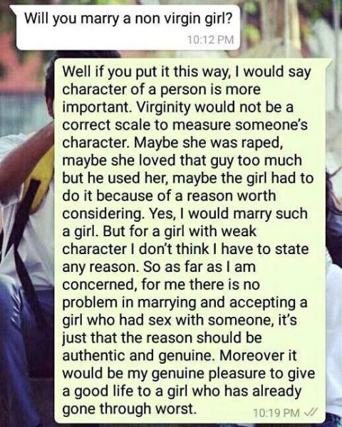 This Guy's Reply On Being Asked If He'll Marry A Non-Virgin Girl Will Won Your Heart