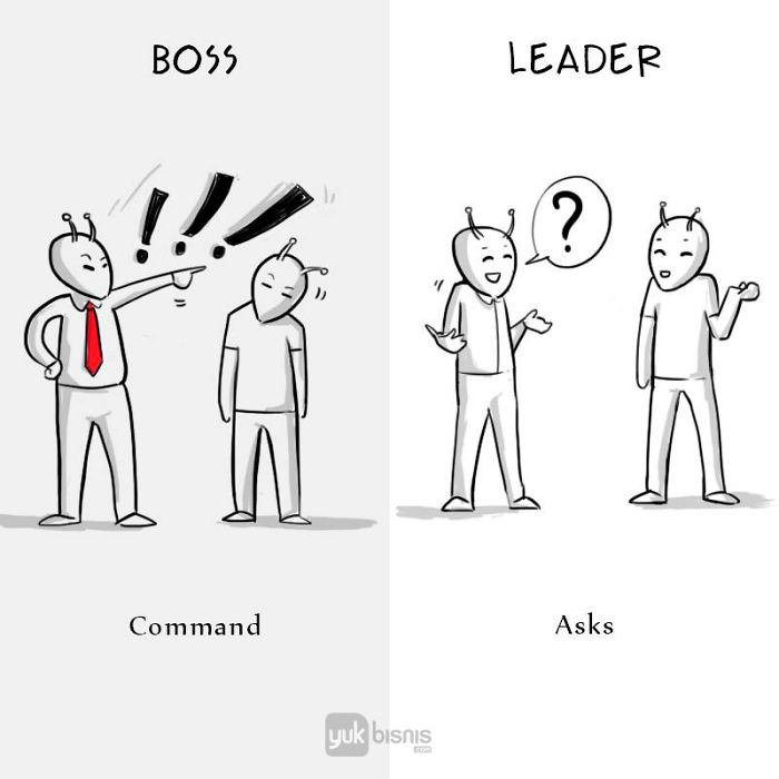 Illustrations That Perfectly Describe The Difference Between A Boss & A Leader