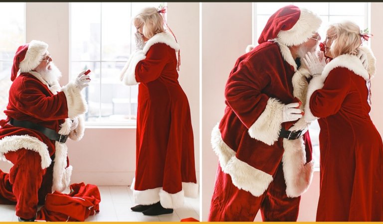 Man Who Works As Santa Clause Finally Proposes Mrs. Clause 40 Years After They Met Each Other