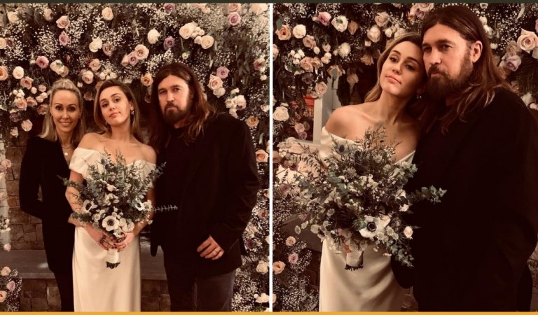 Miley Cyrus Looks Elegant In Her First Wedding Pictures As She Poses With Her Parents