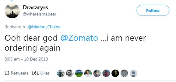 zomato delivery man munches client's food