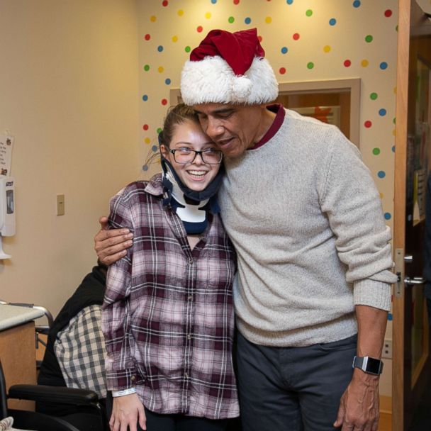 Former American President Obama Served Hospitalized Kids As Santa Claus As He Brought Them Gifts And Christmas Cheers