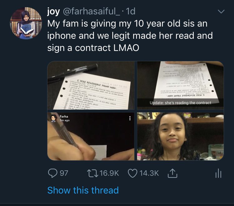 10-Year-Old Signed A Contract With Family To Get iPhone
