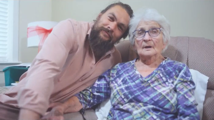 Jason Momoa visiting grandma