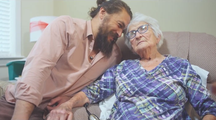 Jason Momoa visiting grandma