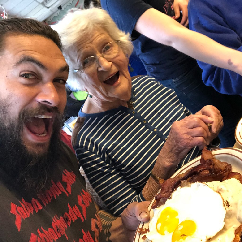 Jason Momoa visiting grandma