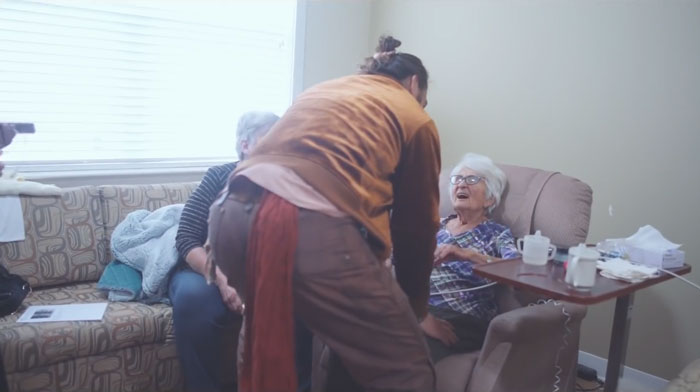 Jason Momoa visiting grandma