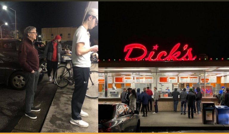 Billionaire Bill Gates Photographed Standing In Line For A Burger At Dick’s Drive-In In Seattle