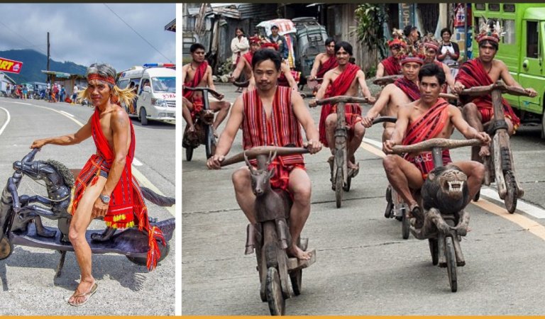 Tribesmen From The Philippines Ride Handcrafted Wooden Bikes