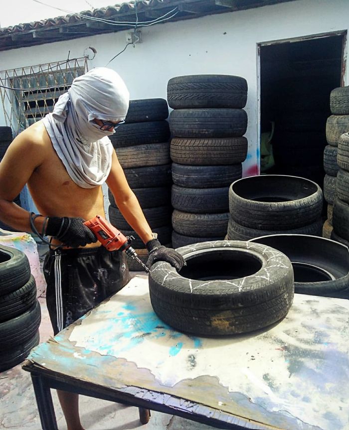 Artist Creates Beds For Animals Out Of Old Tires