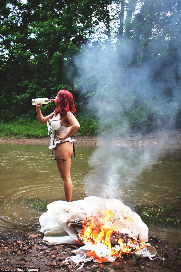 Woman Has A Divorce Photoshoot And Sets Her Wedding Dress On Fire