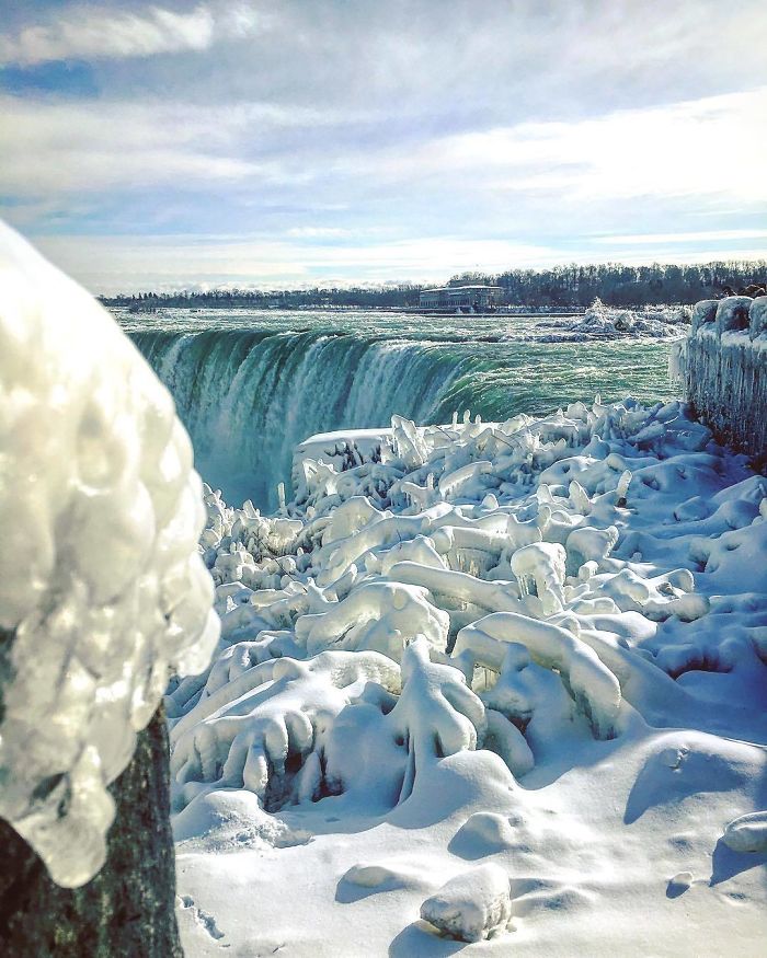 Niagara Falls Freezes Due To Cold Climate In North America