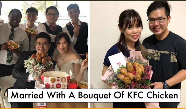 Couple Loved KFC So Much That They Got Married With A Bouquet Of KFC Chicken