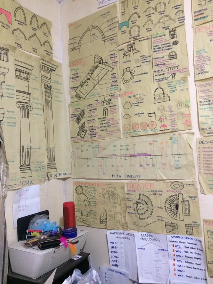 Brother Shares Pictures Of Room Full Of Notes Of The Topper Of the Architecture Board Exams 