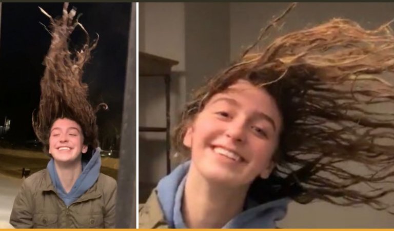 Girl In US Shows How Her Wet Hair Freezes As She Steps Outside