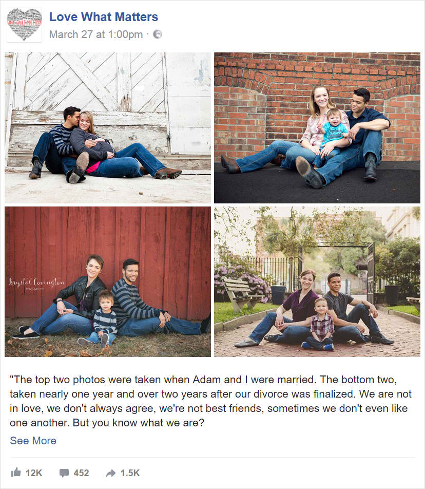 divorced couple reunites every year for family pictures for their son