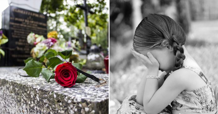 Man surprises girl crying with flowers for her mother