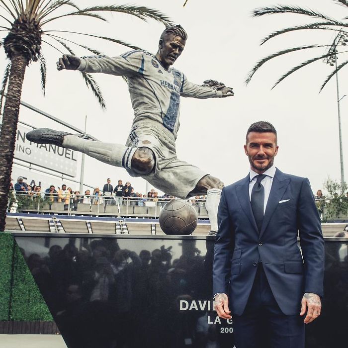 David Beckham prank with a hideous statue