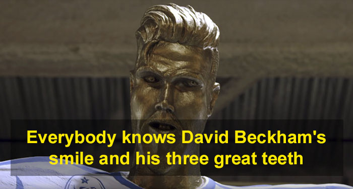 David Beckham prank with a hideous statue