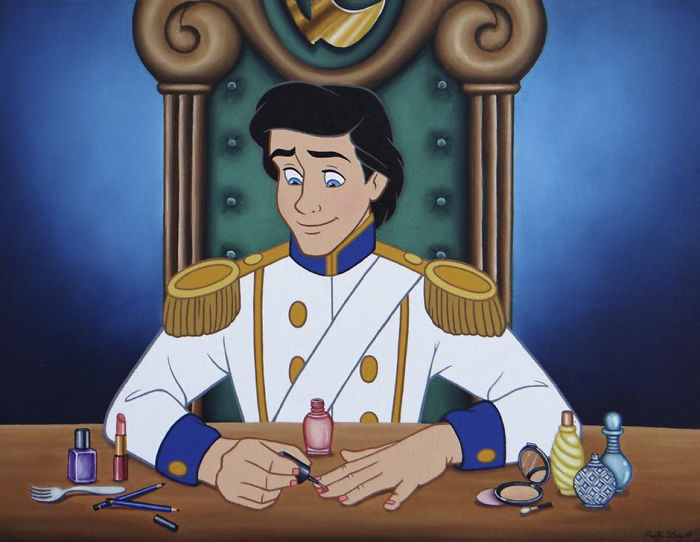 illustrations showing disney characters in modern times