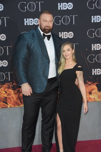 The Mountain Seen Posing With His Wife At Game Of Thrones Premiere