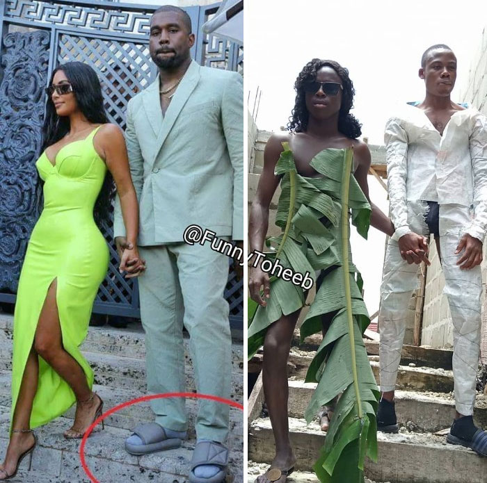 Hilarious Low-Cost Recreations Of Celebrity Outfits By An African Boy