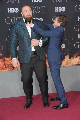 The Mountain Seen Posing With His Wife At Game Of Thrones Premiere