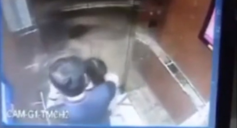 61-Year-Old Man Harassing A Little Girl In An Elevator Caught On CCTV