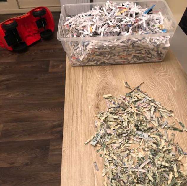 2 year old kid shredded parent's yearly saving of $1000