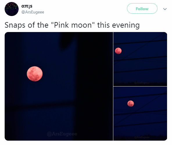 Sky Is Filled With Moonlight From Pink Moon and Internet From Pictures Of It