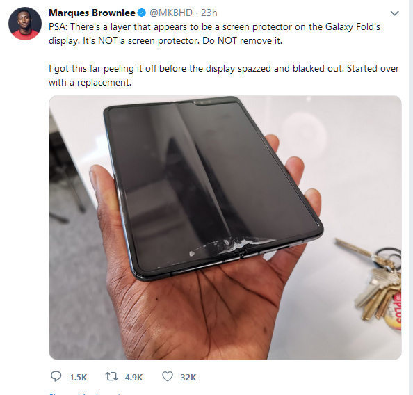 Samsung Responds to The Wrecked Screens Incidents of The Newly Launched Galaxy Fold