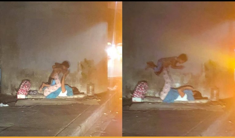 Man Shared Beautiful Picture Of Homeless Mother And Son Playing At The Roadside