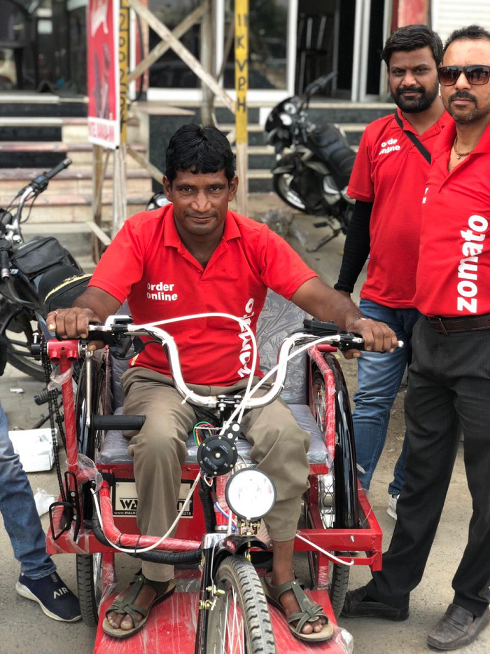 Zomato Gifts An Electric Tricycle To The Specially-Abled Food Delivery Boy From India