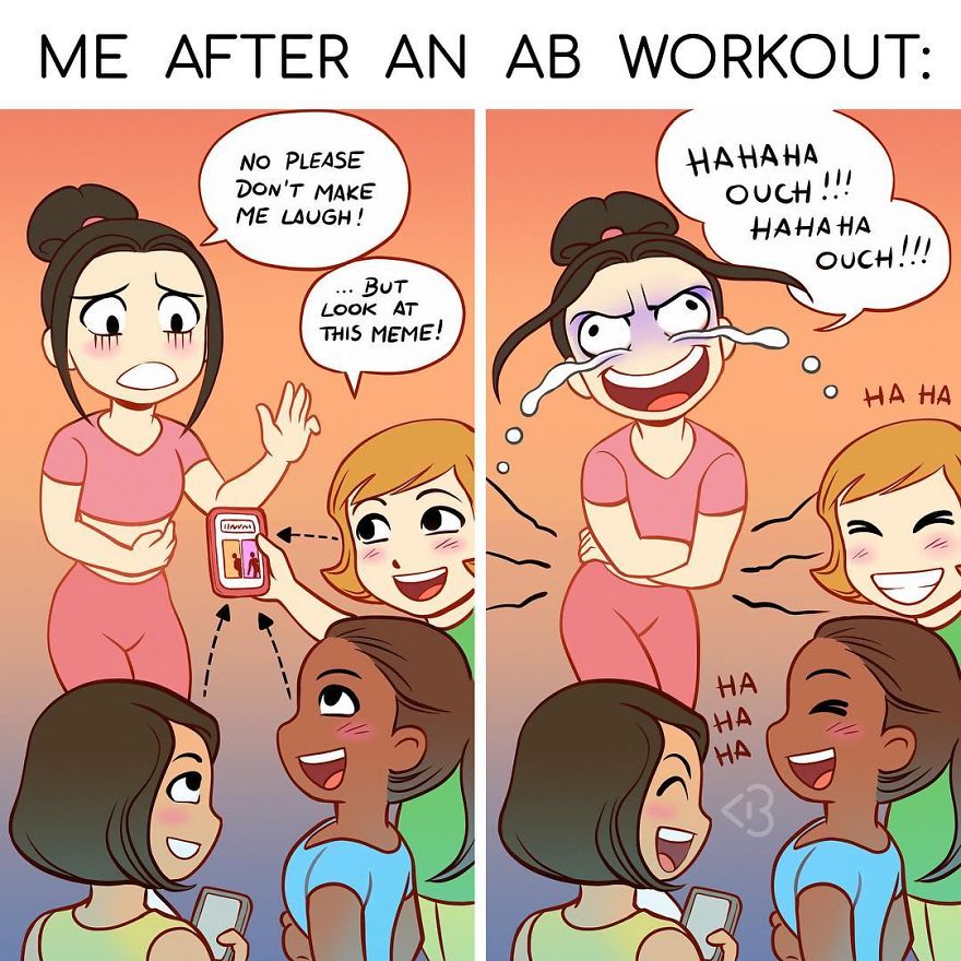 Fitness Trainer Illustrates Struggles Of A Girl To Stay In Shape