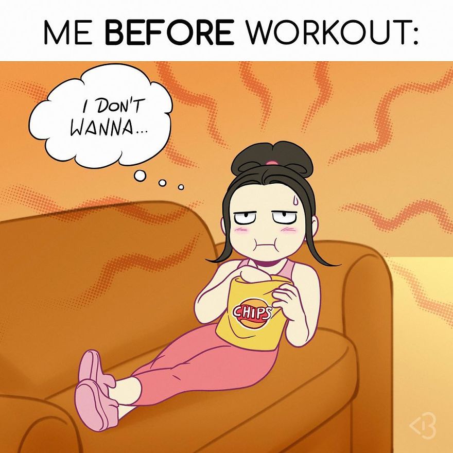 Fitness Trainer Illustrates Struggles Of A Girl To Stay In Shape