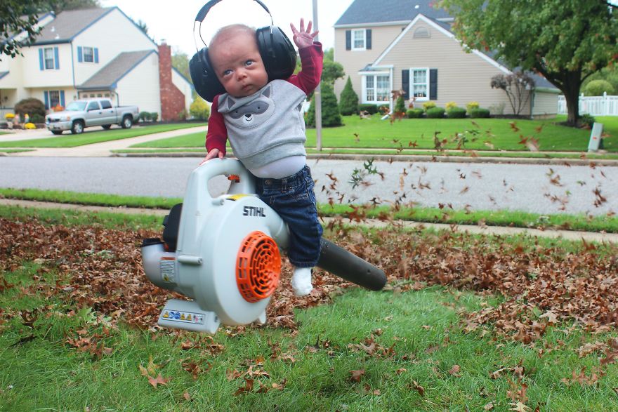 Premature baby doing manly things