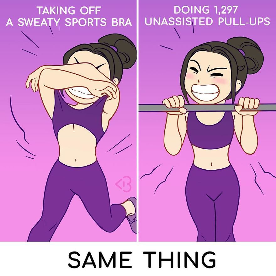 Fitness Trainer Illustrates Struggles Of A Girl To Stay In Shape