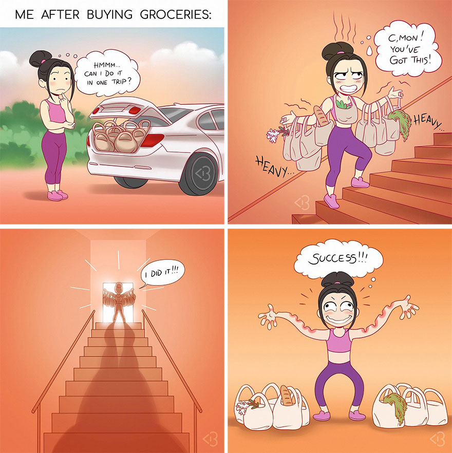 Fitness Trainer Illustrates Struggles Of A Girl To Stay In Shape