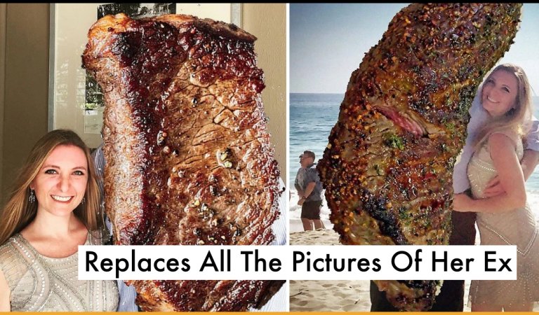 Woman Replaces All The Pictures Of Her Ex With A Steak To Cover Her ‘Misteak’