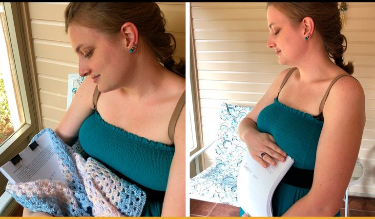 PhD Student Gets A Maternity Shoot With Her Thesis To Announce Her Graduation