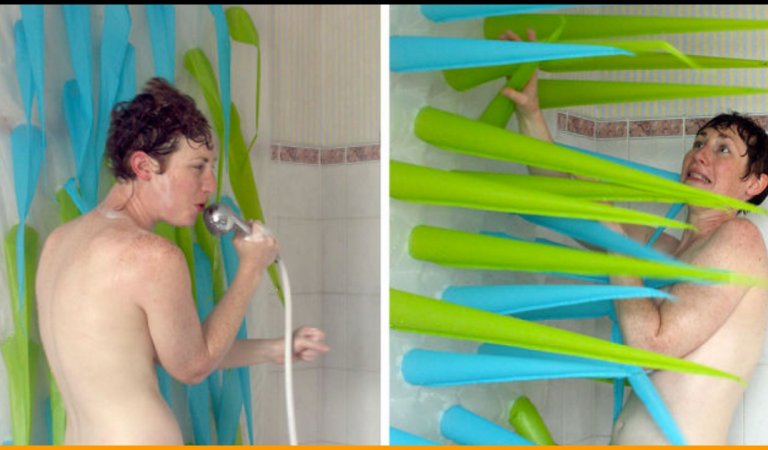 Artist Invents Shower Curtains With Spikes That Pops Out After Four Minutes Of Shower